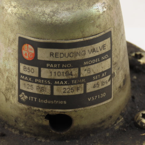 Bell Gossett 110194 125PSI 45Lbs. Set Pressure Reducing Valve 1/2" NPT