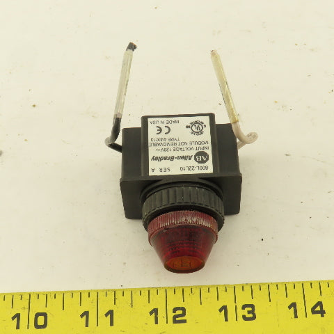 Allen Bradley 800L-22L10 120V Red Indicator Pilot Light
