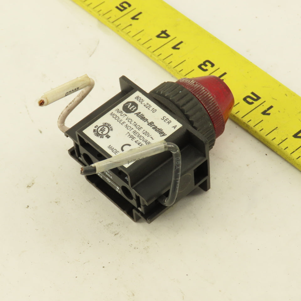 Allen Bradley 800L-22L10 120V Red Indicator Pilot Light