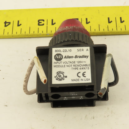 Allen Bradley 800L-22L10 120V Red Indicator Pilot Light
