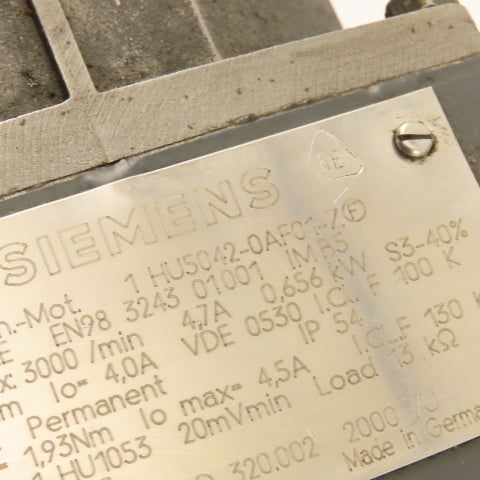 Siemens 1HU5042-0AF01-Z 0.656kW 3000RPM 166VDC Permanent Magnet DC Servo Motor