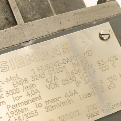 Siemens 1HU5042-0AF01-Z 0.656kW 3000RPM 166VDC Permanent Magnet DC Servo Motor