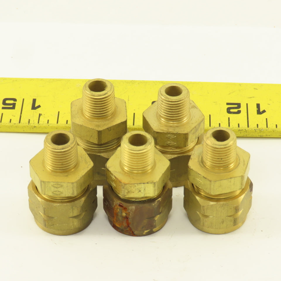 Gould 3/8" Hose x 1/8" NPT Brass Flex Compression Straight Fittings Lot Of 5