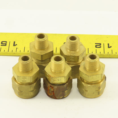 Gould 3/8" Hose x 1/8" NPT Brass Flex Compression Straight Fittings Lot Of 5