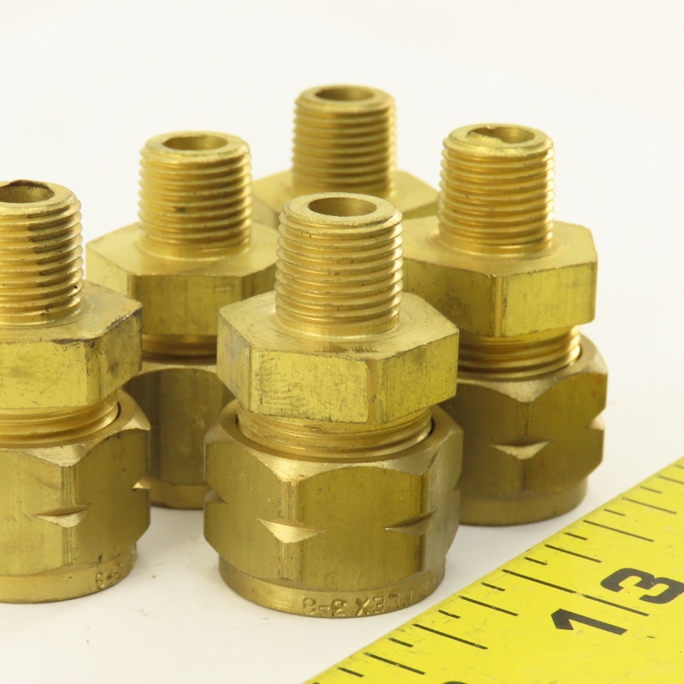 Gould 3/8" Hose x 1/8" NPT Brass Flex Compression Straight Fittings Lot Of 5