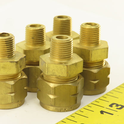 Gould 3/8" Hose x 1/8" NPT Brass Flex Compression Straight Fittings Lot Of 5