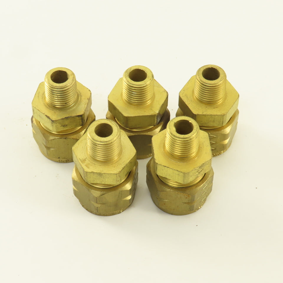 Gould 3/8" Hose x 1/8" NPT Brass Flex Compression Straight Fittings Lot Of 5