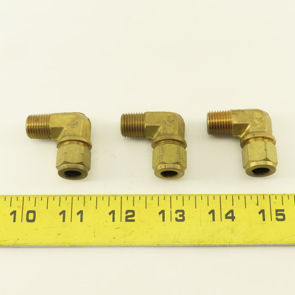 Gould Flex 5/16" Hose x 1/4" NPT Brass Compression Elbow 90° Lot Of 3