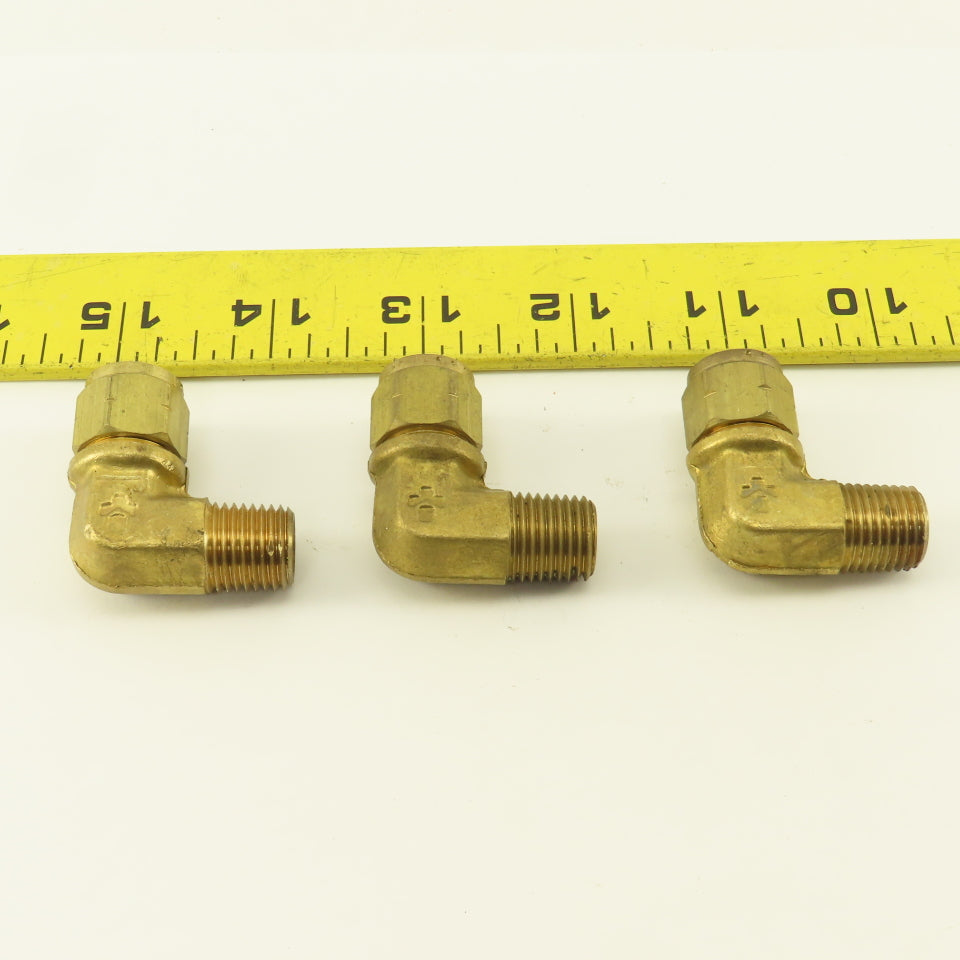 Gould Flex 5/16" Hose x 1/4" NPT Brass Compression Elbow 90° Lot Of 3