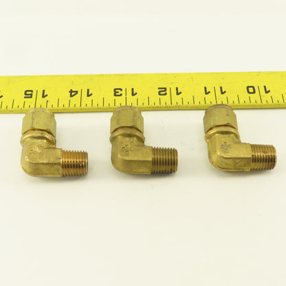 Gould Flex 5/16" Hose x 1/4" NPT Brass Compression Elbow 90° Lot Of 3