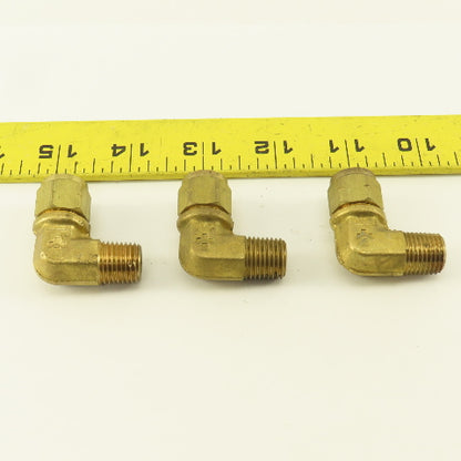 Gould Flex 5/16" Hose x 1/4" NPT Brass Compression Elbow 90° Lot Of 3