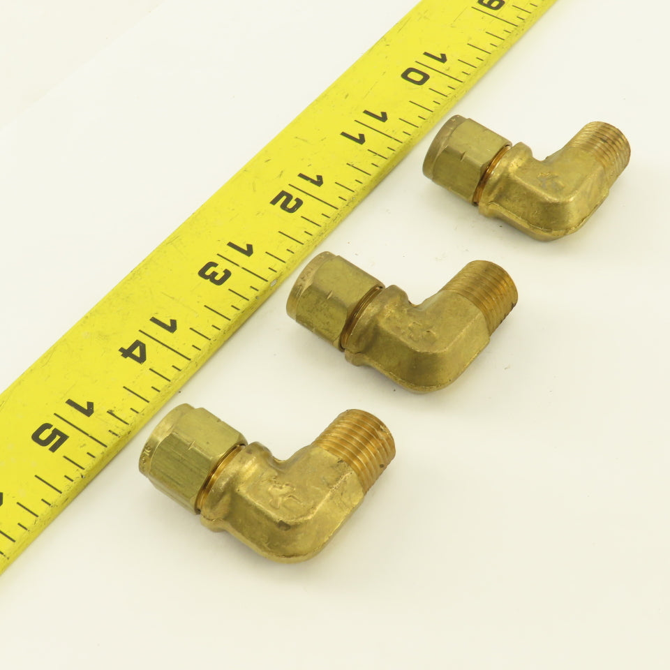 Gould Flex 5/16" Hose x 1/4" NPT Brass Compression Elbow 90° Lot Of 3