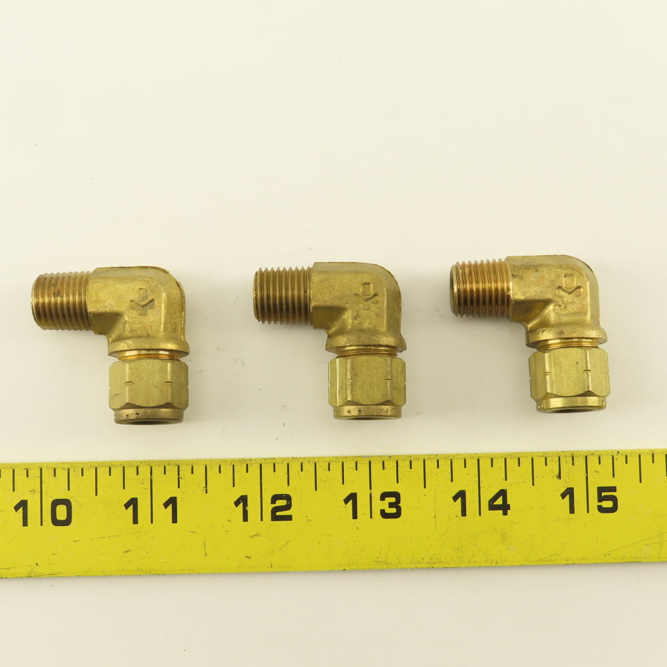 Gould Flex 5/16" Hose x 1/4" NPT Brass Compression Elbow 90° Lot Of 3