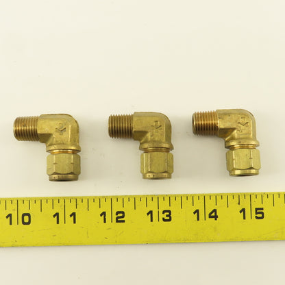 Gould Flex 5/16" Hose x 1/4" NPT Brass Compression Elbow 90° Lot Of 3
