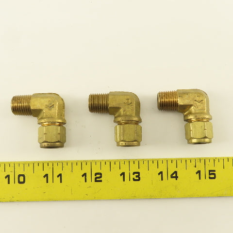Gould Flex 5/16" Hose x 1/4" NPT Brass Compression Elbow 90° Lot Of 3