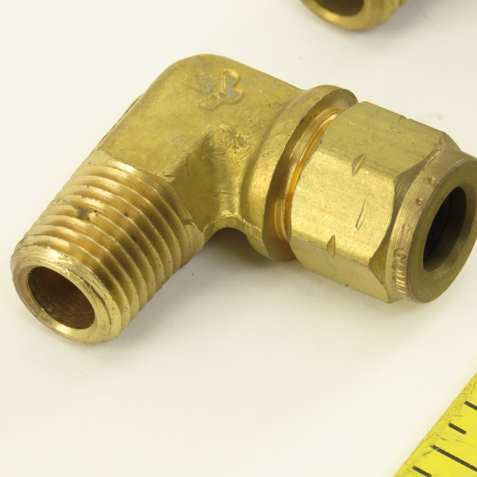 Gould Flex 5/16" Hose x 1/4" NPT Brass Compression Elbow 90° Lot Of 3