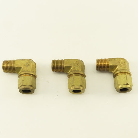 Gould Flex 5/16" Hose x 1/4" NPT Brass Compression Elbow 90° Lot Of 3