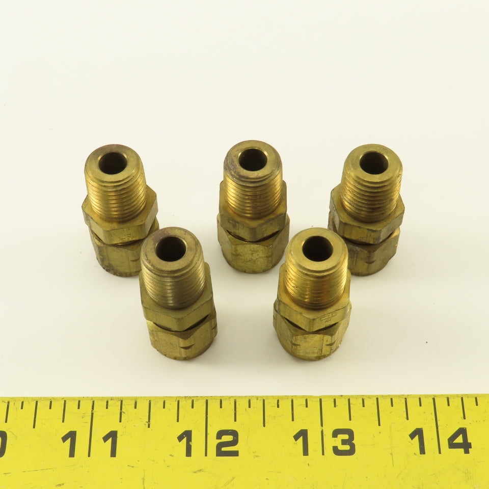 Imperial Flex 5/16" Hose x 1/4" NPT Brass Compression Straight Union Lot Of 5
