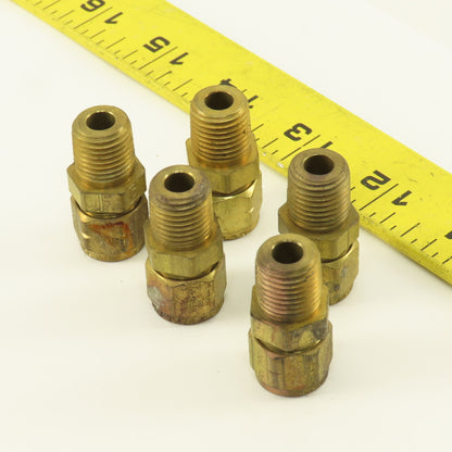 Imperial Flex 5/16" Hose x 1/4" NPT Brass Compression Straight Union Lot Of 5