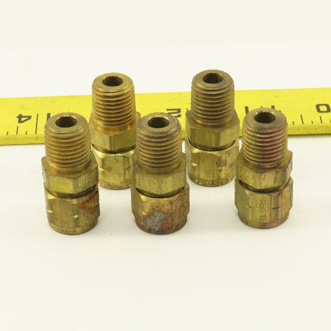 Imperial Flex 5/16" Hose x 1/4" NPT Brass Compression Straight Union Lot Of 5
