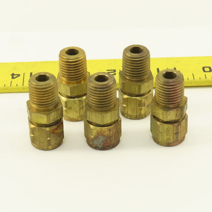 Imperial Flex 5/16" Hose x 1/4" NPT Brass Compression Straight Union Lot Of 5