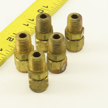 Imperial Flex 5/16" Hose x 1/4" NPT Brass Compression Straight Union Lot Of 5