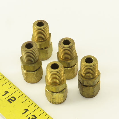Imperial Flex 5/16" Hose x 1/4" NPT Brass Compression Straight Union Lot Of 5