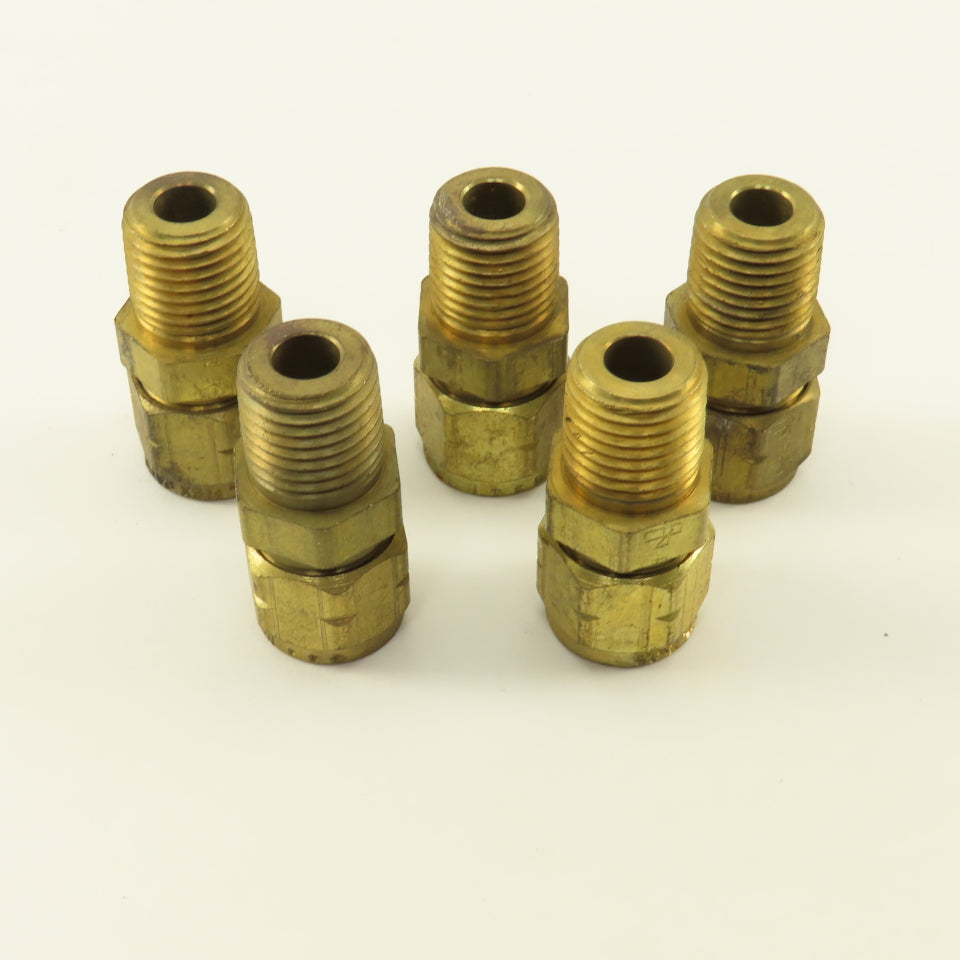 Imperial Flex 5/16" Hose x 1/4" NPT Brass Compression Straight Union Lot Of 5