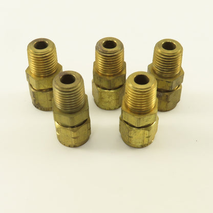 Imperial Flex 5/16" Hose x 1/4" NPT Brass Compression Straight Union Lot Of 5