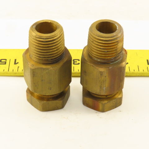 5/8" Compression x 1/2" Brass Male Fitting Lot Of 2