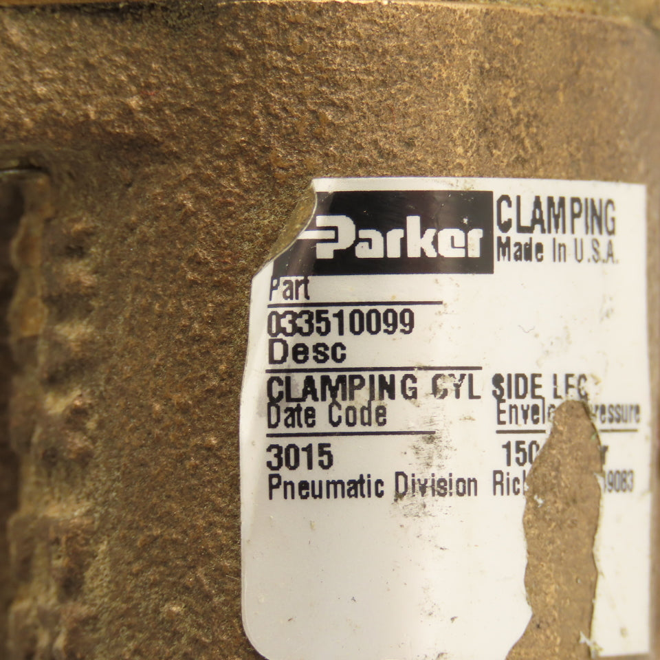 Parker 033510099 Mini Pneumatic Clamping Cylinder Side Leg  Spring Return 150PSI