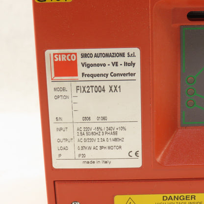 Sirco FIX2T004 XX1 220V 3Ph 50/60Hz 0.37kW 3Ph Frequency Converter Motor Drive