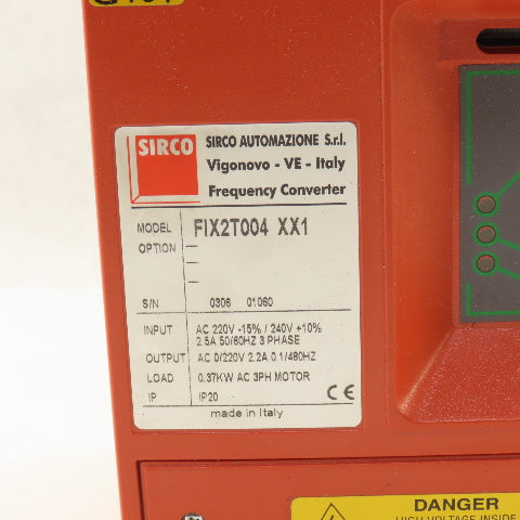 Sirco FIX2T004 XX1 220V 3Ph 50/60Hz 0.37kW 3Ph Frequency Converter Motor Drive
