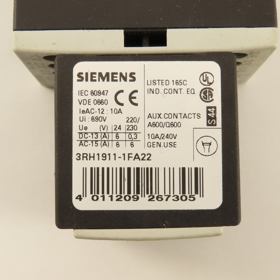 Siemens 3RH1131-1AF00 110V Contactor Relay W/ 3RH1911-1FA11 Auxiliary