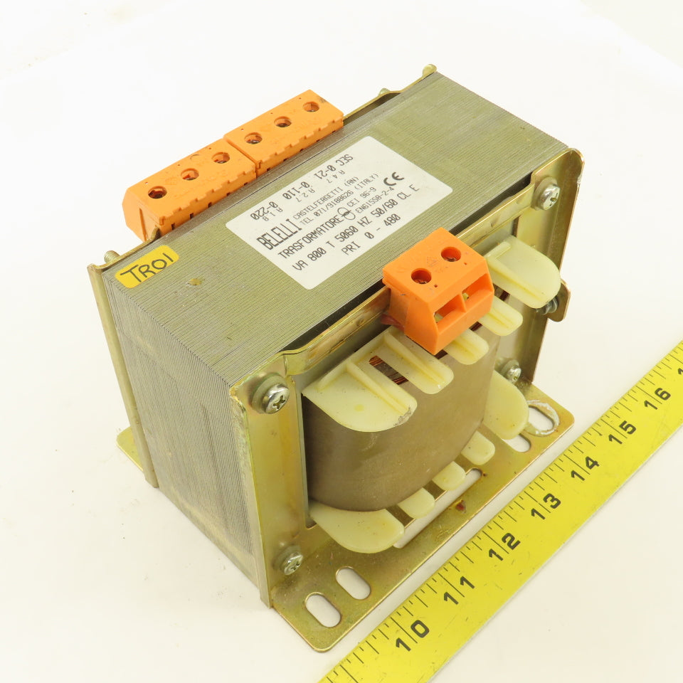 Belelli 800VA 50/60Hz 0-480V Pri 0-21-110/220V Sec. Transformer