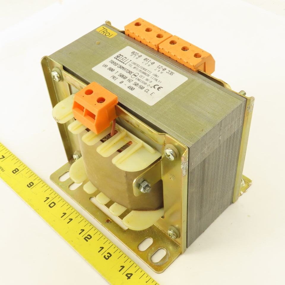 Belelli 800VA 50/60Hz 0-480V Pri 0-21-110/220V Sec. Transformer