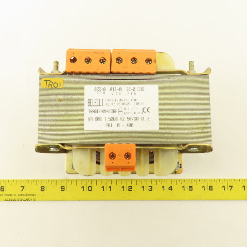 Belelli 800VA 50/60Hz 0-480V Pri 0-21-110/220V Sec. Transformer