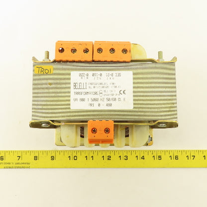 Belelli 800VA 50/60Hz 0-480V Pri 0-21-110/220V Sec. Transformer