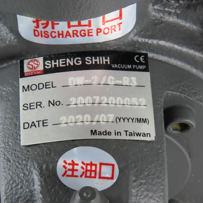 Sheng Shih DW-2/G-R3 2Hp 240/480V 3440RPM 1" NPT 8L/Min Single Stage Vacuum Pump