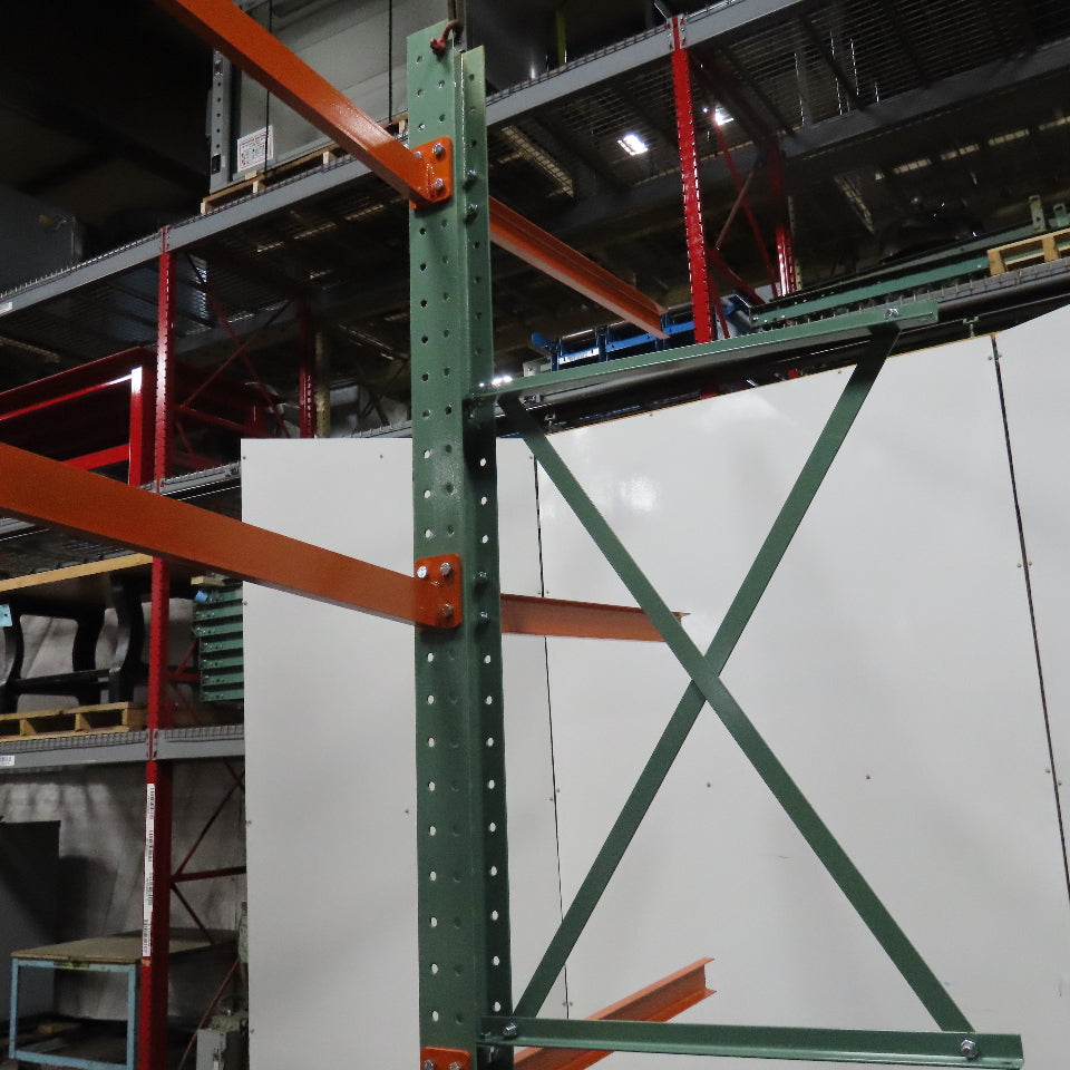 Cantilever Rack 2-Sided 12' Tall 48" Bracing Bolt Together 48" 1600Lb Cap Arms - Add-On NEW