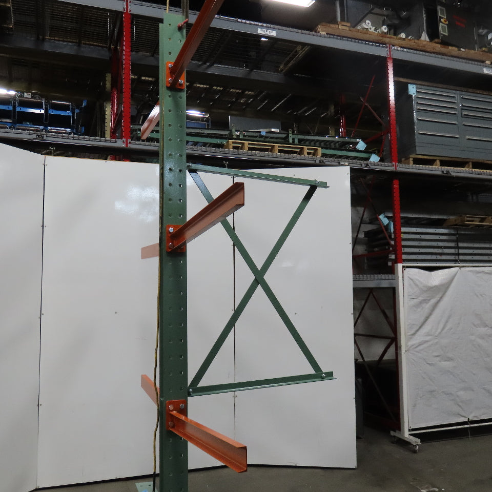 Cantilever Rack 2-Sided 12' Tall 72" Bracing Bolt Together 48" 1600Lb Cap Arms - Add-On NEW