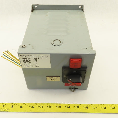 Daykin MDGBT-13 750VA 480V Pri 120V Sec 1Ph Transformer Disconnect