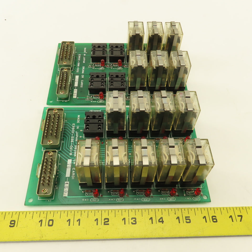 Okuma E3900-596-001-B CR Card 1 & 2 Control Relay Boards Lot Of 2