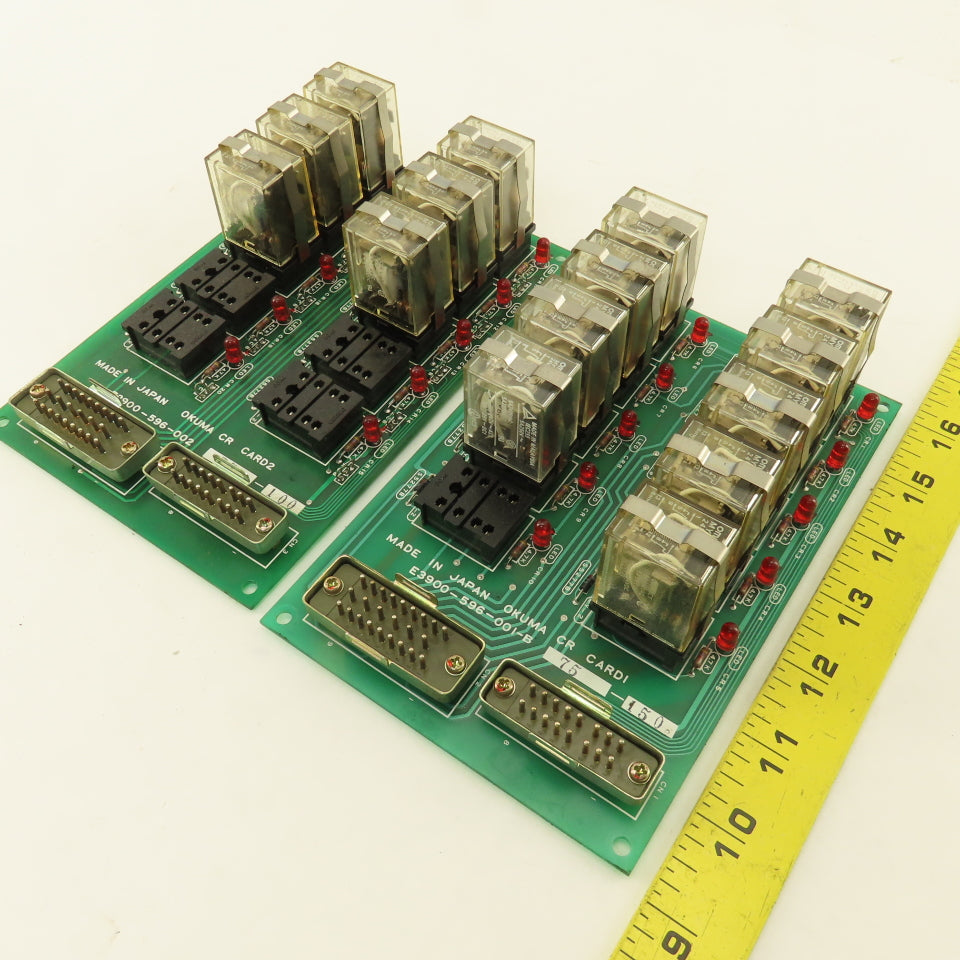 Okuma E3900-596-001-B CR Card 1 & 2 Control Relay Boards Lot Of 2