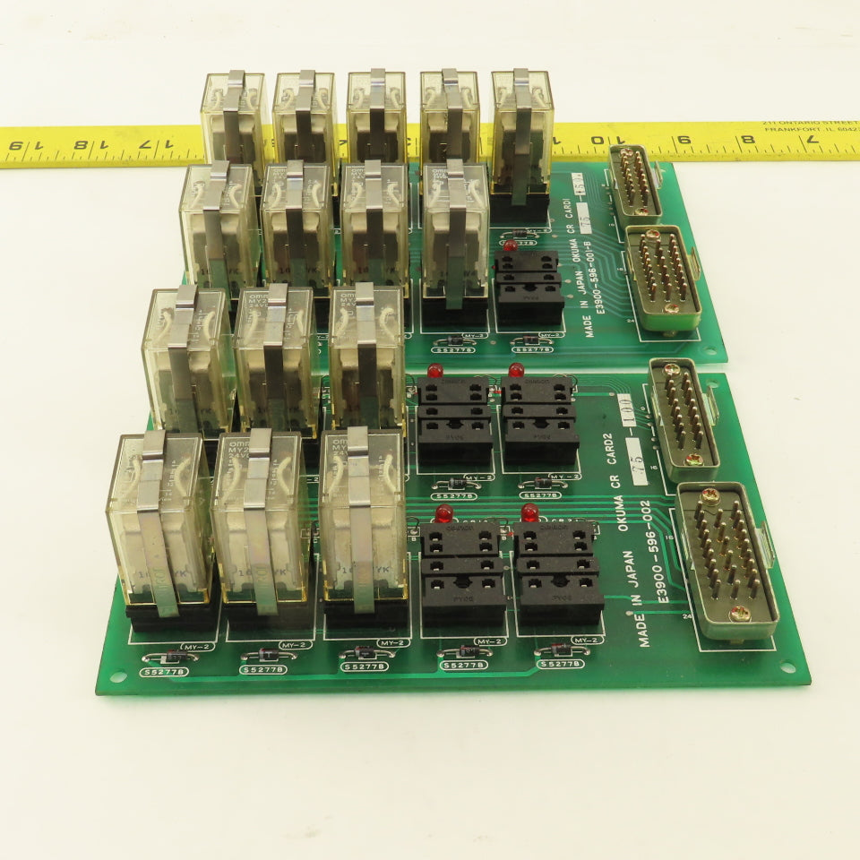 Okuma E3900-596-001-B CR Card 1 & 2 Control Relay Boards Lot Of 2
