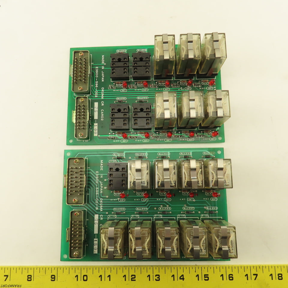 Okuma E3900-596-001-B CR Card 1 & 2 Control Relay Boards Lot Of 2