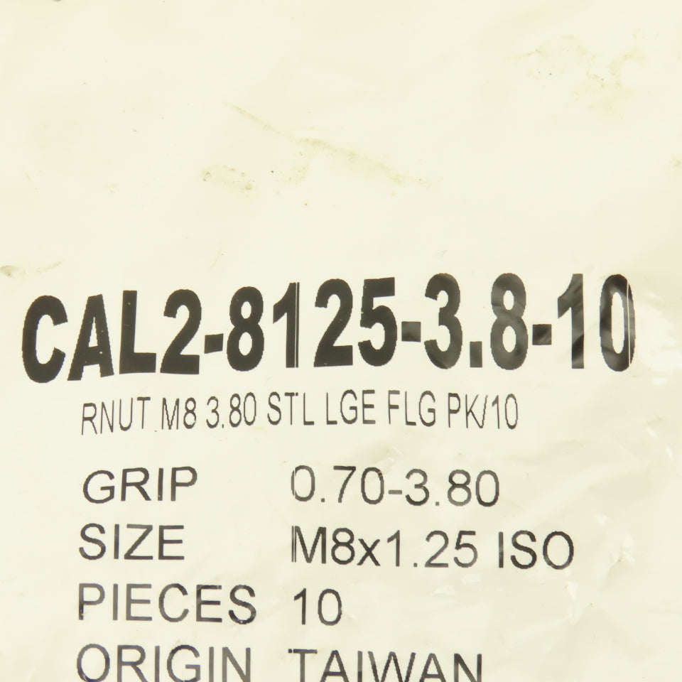 CAL2-8125-3.8-10 M8 3.80 Large Flange Knurled Rivet Nut Pack Of 10