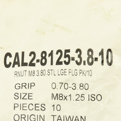 CAL2-8125-3.8-10 M8 3.80 Large Flange Knurled Rivet Nut Pack Of 10