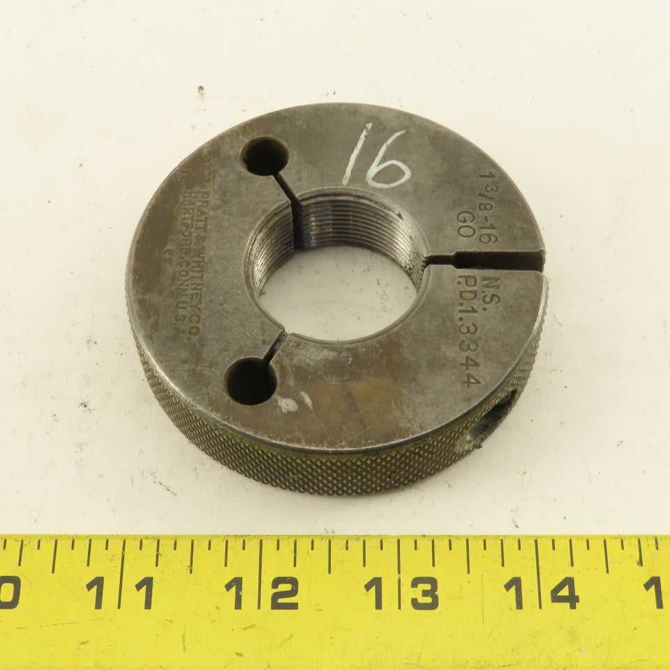 Pratt Whitney 1-3/8"-16 NS Thread Ring GO GAGE ONLY GO PD 1.3344