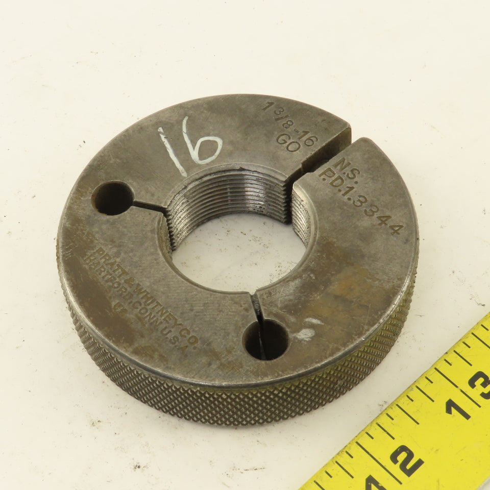 Pratt Whitney 1-3/8"-16 NS Thread Ring GO GAGE ONLY GO PD 1.3344